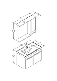 Resim Orka Aydos 85 Cm Mdf Banyo Dolabı Alt Modül Ve Lavabo Çok Renkli 