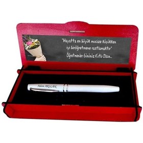 Resim Öğretmenler Günü Hediyesi Ahşap Kutuda Isim Yazılı Kalem (514734316) 