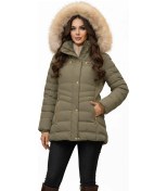 Resim Kadın Büyük Beden Spor Kapüşonlu İçi Peluş Mont M5306 Bgl-st04892 Haki 