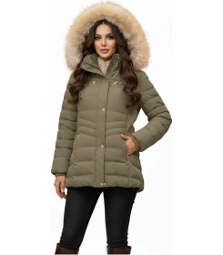 Resim Kadın Büyük Beden Spor Kapüşonlu İçi Peluş Mont M5306 Bgl-st04892 Haki 