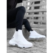 Resim BOA BA0444 Bağcıksız Rahat Yüksek Taban Beyaz Erkek Spor Yarım Bilek Bot 