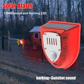 Resim RUOCIN 129dB Güneş Enerjili Güvenlik Alarmı, Köpek Hırlaması ve Atış Sesleri, Hareket Sensörü, Kırmızı Yanan LED Işık, Açık Hava Çiftliği ve Villa Avlusu Koruma, Açık Hava Alarm Sistemi | Modern Alarm Tasarımı | Güneş Enerjili Alarm 