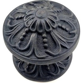 Resim Just Cheap Store Antika Tarz Dekoratif Pirinç Çiçekli Kapı Tokmağı - 80 mm Çap, Oksit 