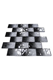 Resim MozaiKristaL Mutfak alnı ve iç dekorasyon için 48x98mm. Siyah Gümüş Sim Efekti, 30x30cm Fileli Kristal Mozaik. 