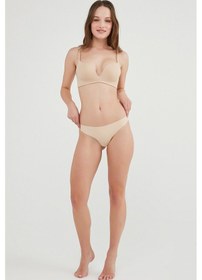 Resim Penti Bej Smooth İz Yapmayan Dikişsiz Orta Bel Lazer Kesim Slip Külot 