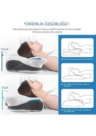 Resim Boyun Desteği İçin Ultra Fıtık Ağrı Soğutma Yastığı, Ayarlanabilir Servikal Yastık Rahat Uyku, İcin Ergonomik Konforlu Hafızalı Köpük Yastıklar Giri Beyaz 