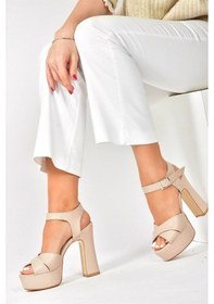 Resim Fox Shoes Ten Platform Topuklu Kadın Ayakkabı M348202409 Ten Rengi 