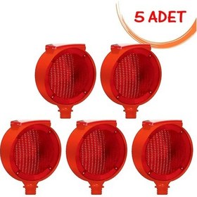 Resim Güneş Enerjili Trafik Flaşörü Uyarı Lambası Ledli Flaşör Lamba Kırmızı Evelux 11816 Fl K 5 Adet 