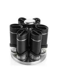 Resim Schafer Silver Touch Döner Standlı Baharat Takımı 7 Parça-siyah Siyah 