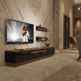 Resim Decoraktiv Trendstyle 220R Mdf Tv Ünitesi Tv Sehpası - Ceviz - Siyah 