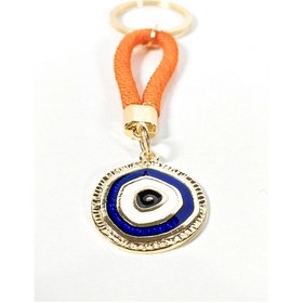 Resim Turuncu İpli Nazar Boncuğu Detaylı Metal Anahtarlık Şık, Anlamlı Ve Dikkat Çekici Tasarım Çok Renkli 