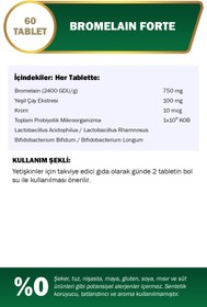 Resim Nutraxin Bromelain Forte 750 mg 60 Tablet Krom Yeşilçay Probiyotik 