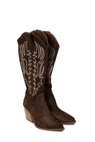 Resim Deery Kadın Hakiki Süet Kahverengi Western Çizme 