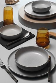 Resim Kütahya Porselen Moderna 6 Kişilik Yemek Takımı Gri 18 Parça 