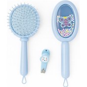 Resim 1 Adet Renkli Boncuklu Çocuk Saç Tarağı Fırçası Ve 1 Adet Tırnak Makası Seti Pratik Güvenli Kullanım 