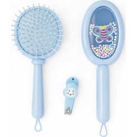 Resim 1 Adet Renkli Boncuklu Çocuk Saç Tarağı Fırçası Ve 1 Adet Tırnak Makası Seti Pratik Güvenli Kullanım 