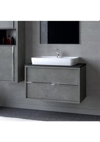 Resim Denko Matia 80 Cm Mdf Retro Gümüş Banyo Banyo Dolabı Takımı + Boy Dolabı Gümüş 