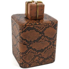 Resim Turuncu Yılan Deri Takı Kutusu 13x13x14 Cm 