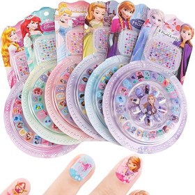 Resim 1 Kutu Disney Prenses Tırnak Stickerları & Yapışkan Tırnak Uçları Seti - Frozen Elsa, Anna, Sofia, Pamuk Prenses Denizkızı Rastgele Karikatür Tasarımlı Sahte Tırnak Çıkartmaları, Mükemmel Noel Doğum Günü Partisi Hediyesi için Tırnak Sanatı Dekorasyonu 