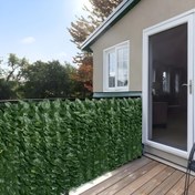 Resim Yapay Sarmaşık Mahremiyet Çiti | Bahçe, Veranda ve Balkon Dekoru için Güç Gerektirmeyen Yeşil Çim Duvar Ekranı | Güçlendirilmiş Eklemlerle | Yemyeşil Görünüm, Dış Mekan Mahremiyet Çiti Gizlilik Sağlar ve Estetik Sunar, Arka Bahçe veya Ev Dekorasyonu İçin İdeal, Doğal Yeşil Çit | Plastik Yapılı, Çit Panelleri 