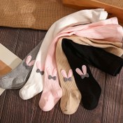 Resim 1 Çift Kız Tavşan Kulaklı Sevimli Tayt, Katı Örme Tayt, Çocuklar ve Bebekler İçin Bahar ve Sonbahar Moda Taytleri Temel Katman Taytleri 