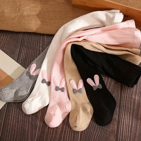 Resim 1 Çift Kız Tavşan Kulaklı Sevimli Tayt, Katı Örme Tayt, Çocuklar ve Bebekler İçin Bahar ve Sonbahar Moda Taytleri Temel Katman Taytleri 