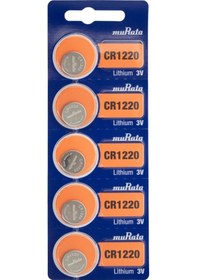 Resim Murata CR1220 3V Lityum Düğme Pil 5'li 