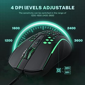 Resim AULA S11 3600DPI RGB Optik Oyuncu Mouse, Siyah 