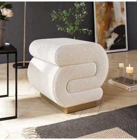 Resim Sally S Puf, Oturma Odası, Antre Puf, Krem, Gold Metal Ayak KREM 