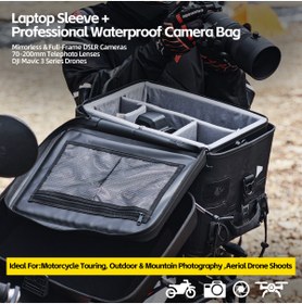 Resim Rhinowalk Fortress x Camera Version – Su Geçirmez Motosiklet Kuyruk Çantası & Kamera Çantası 