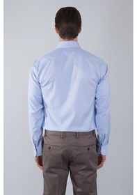 Resim Bisse Mavi Uzun Kol İtalyan Yaka Cepsiz Erkek Gömlek Gmkls250046 D35 Mavi 