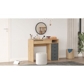 Resim Bohem Makyaj Masası 100cm Aynalı Çekmeceli Şifonyer Sepet-antrasit Boh29-sa Antrasit 