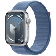 Resim Apple Watch Series 9 Gps 45mm Gümüş Alüminyum Kasa ve Winter Mavi Sport Loop Apple