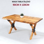 Resim Mobenta Doğal Ağaç Masif Kütük Masa Yemek Masası 90cm X 120cm ( Ağaç Ayak ) 
