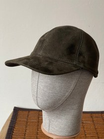 Resim %100 Hakiki Süet Deri Şapka Spor Şapka Cap Kep Süet Şapka Deri Şapka Güderi Ayarlanabilir Ölçü Haki 