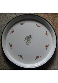 Resim Emaye Sini Sofra, Yemek Sunum Tepsi, Yer Sofrası Çinko 50 Cm Beyaz - Gri - Siyah 