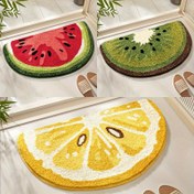 Resim 1 adet Süper Yumuşak Emici Kaymaz Banyo Paspası - Karpuz, Kıvırcık ve Limon Tasarımlı Meyve Temalı Dekoratif Mat, %100 Polyester Makinede Yıkanabilir Banyo, Oturma Odası, Yatak Odası, İç Mekan Dekoratif Mat için | Eğlenceli Ev Aksesuarı | Yumuşak Dokulu Mat, Banyo Matı 