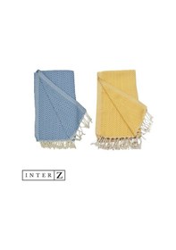 Resim 2'li Set Peştemal Plaj Havlusu , %100 Pamuk , Xxl 100x180cm, Marmaris, Bal Sarısı-mavi 