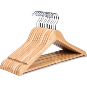 Resim Kapris 6'lı Naturel Ahşap Kıyafet Elbise Gömlek Askısı Ahşap 