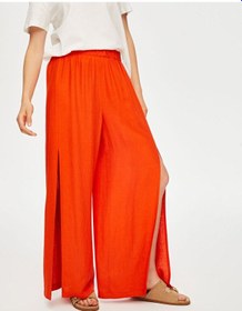 Resim Faik Sönmez Resort Önü Yırtmaç Detaylı Viskon Keten Wide Leg Fit Pantolon S25pnt047 Us25pnt04778 Nar Çiçeği 