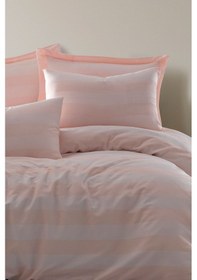 Resim Enlora Home Max Yollu Saten Nevresim Takımı Çift Kişilik Pudra 