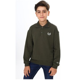 Resim Toontoy Kids Toontoy Erkek Çocuk Polo Yaka Tnty Baskılı Sweatshirt Haki 