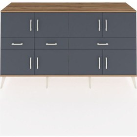 Resim Kronos Konsol 5 Raflı 3 Çekmeceli 8 Kapaklı 176x59x99 Çam-antrasi Çam-antrasit 