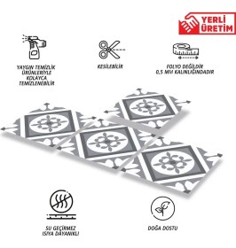 Resim Kendinden Yapışkanlı Geometrik 02 Desenli Pvc Karo 30X30 cm (33 Adet) 3m2 