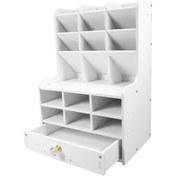 Resim Ganzhoushop Masaüstü Düzenleyici Kalemlik Çalışma Odası Beyaz Çok Bölmeli Tasarım 1 Adetbeyaz 