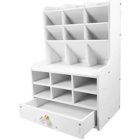 Resim Ganzhoushop Masaüstü Düzenleyici Kalemlik Çalışma Odası Beyaz Çok Bölmeli Tasarım 1 Adetbeyaz 