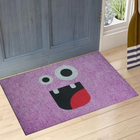 Resim Mor Gülen Emoji Çift Taraflı Kauçuk Kapı Önü Paspası 