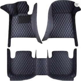 Resim Volkswagen Beetle 2012-2019 gaz pedalı yukardan aşaya, söfür koltuk altında bilgisayar kutusu yok 5D Havuzlu Paspas - Siyah_Mavi 