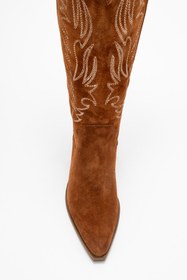 Resim Dericlub Kadın Yüksek Topuk Western Çizme Gerçek Süet Deri ZY 1614 SÜET TABA 