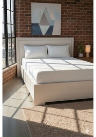 Resim %100 Pamuk Ranforce Premium Çift Kişilik Çarşaf Seti - Beyaz Beyaz 